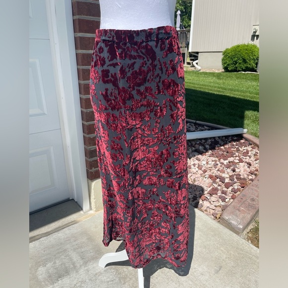 Vintage Chico’s Y2K Velvet Burnout Silk Maxi Whimsigoth Vamp Grunge Fairy Skirt - Picture 1 of 7